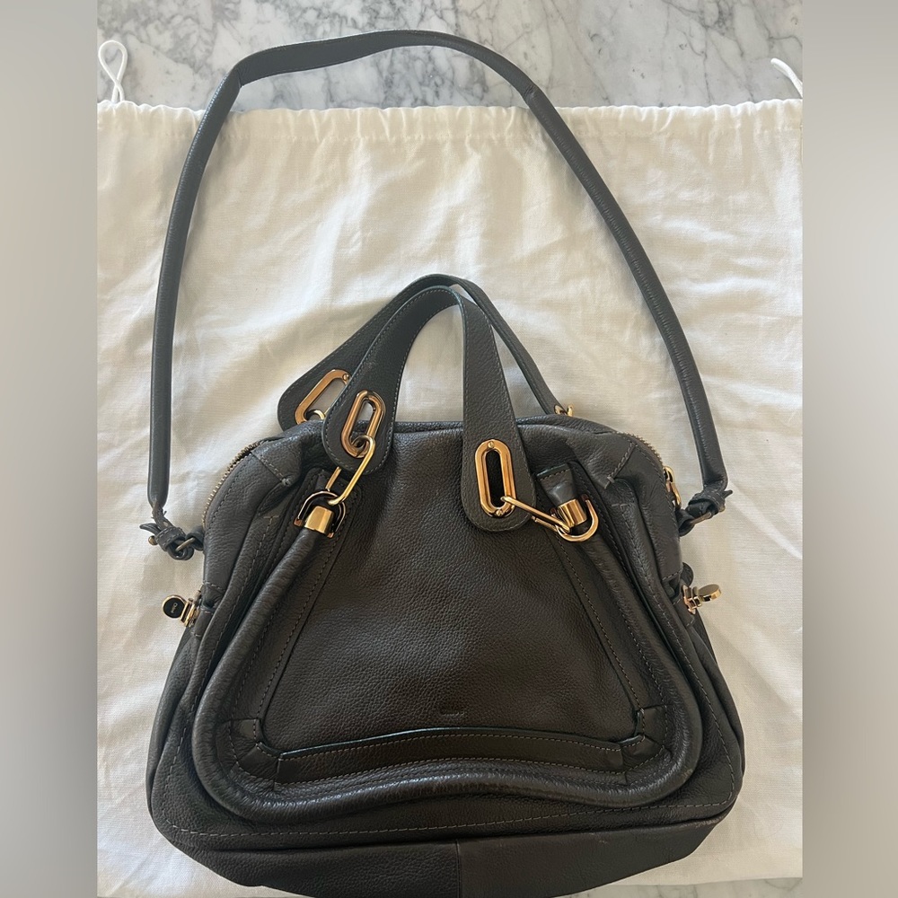 Chloe Medium Paraty Leather Bag in Grey